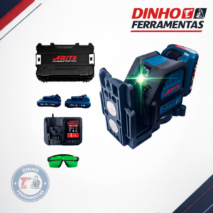 Nível A Laser 2 Linhas Verde Alcance 50m Com 2 Baterias 360