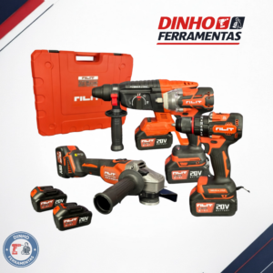 Kit Multi Ferramentas Brushless 4 em 1 RILIT 20V 2 Baterias Bivolt + Maleta Completa